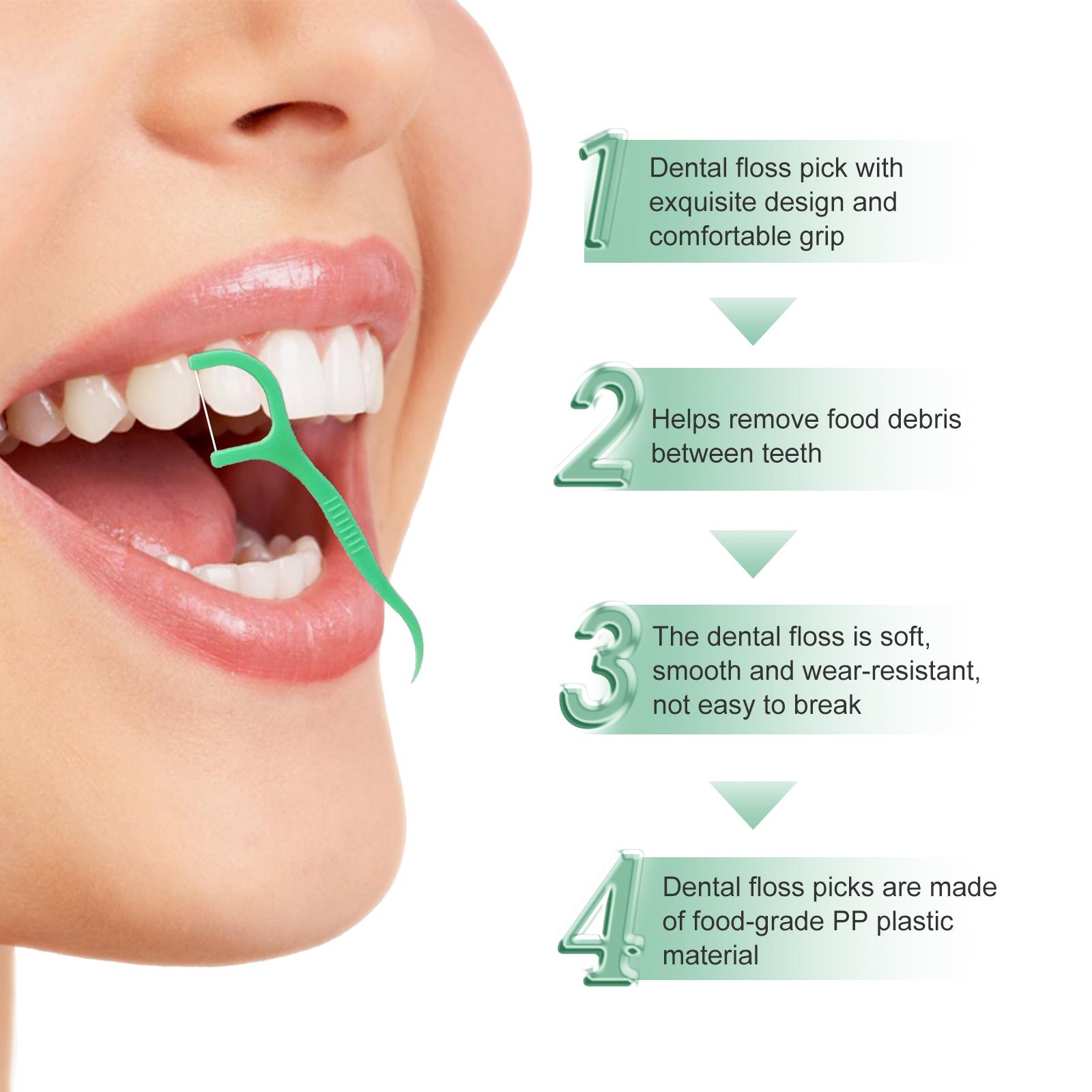 EELHOE 50PCS Dental Floss Picks Disposable Teeth Cleaning Picks Plaque Removal Picks Oral Care Floss Picks