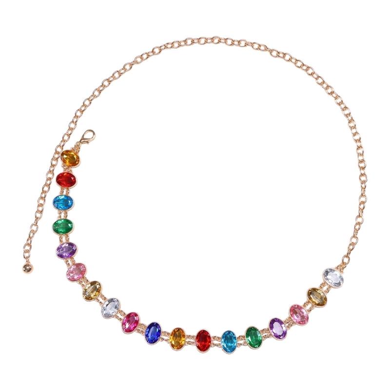 Colorful Waist Belt Stylish for Stage Dance Music Festival Jeans Dress Belt Body Jewelry Chain Belly Dance