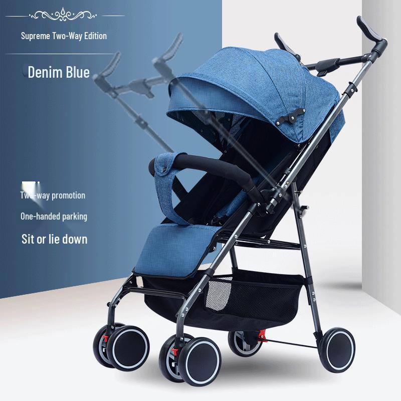 Lightweight Two-Way Foldable Baby Stroller, Sit & Lie, Shock-Absorbing, Umbrella Design for Ages 0-3.