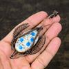 K2 Blue Azurite Handmade Copper Wire Wrap Jewelry Pendant 3.98" l5W67