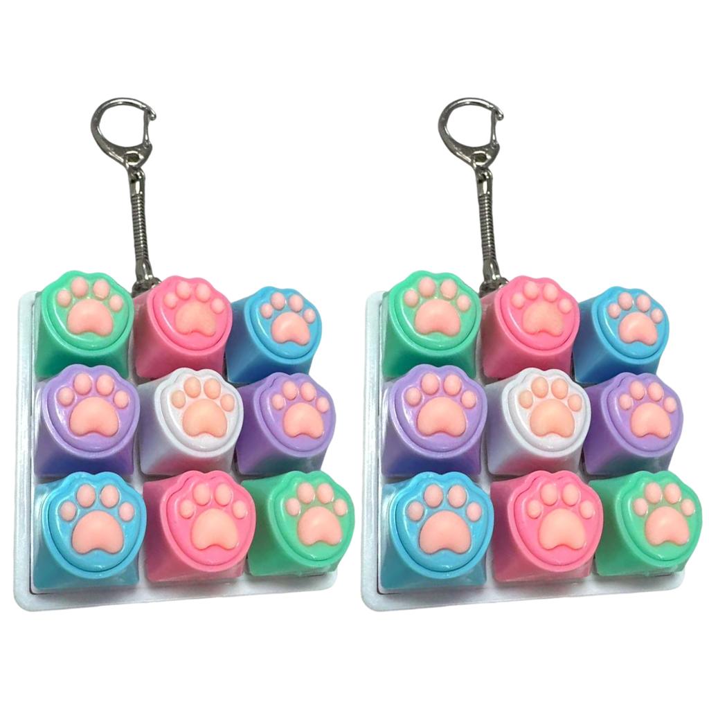 Cat Paw 9-in-1 Sound Fidget Keyboard Clicker W/ Keychain Portable Keyboard Clicker Fidget for Adults and Kids