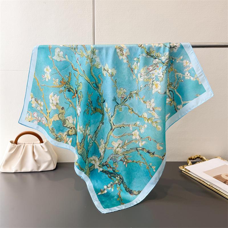 Fashion Print Silk Hairbands Scarf Women 2025 Spring New Elagant Floral Bandana Neck Kerchief Head Bands Foulard Female Scarfs