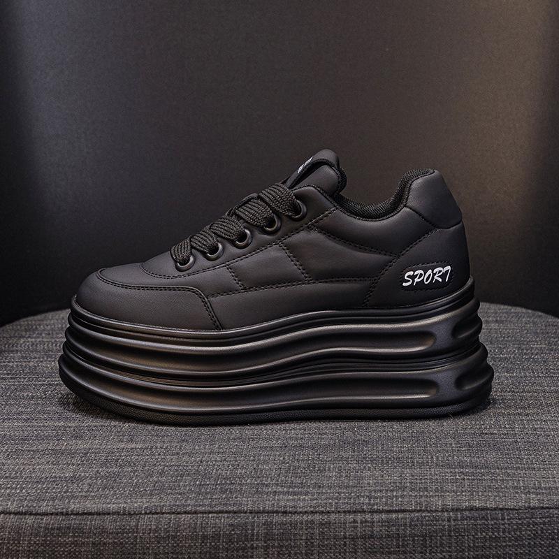 

Fujin 8 см новые синтетические сапоги женские эластичные из ткани осень-весна платформа танкетка модные массивные кроссовки вулканизированные туфли на плоской подошве 38 чёрный