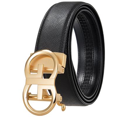 Fashion Casual Stainless Steel Buckle Belt, Automatic Buckle Belt, First Layer Cowhide Belt Ly36-61986-7