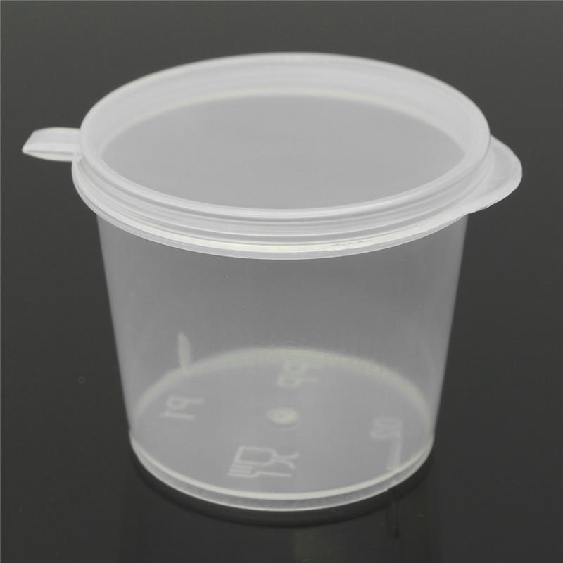 30Pcs 25ML Disposable Mini Food Storage Containers Plastic Transparent Sauce Cup With Hinged Lids for Pigment Paint Palette Box