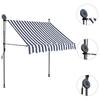 Retractable Awning Manually Operated with LED Lighting 100 Cm Blue and White