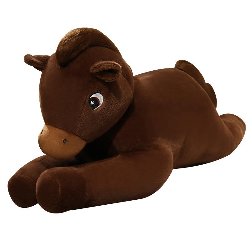 Cartoon Lying Down Brown Horse Throw Pillow Plush Toy Doll Foal Zodiac Horse Doll Children Soothing Doll