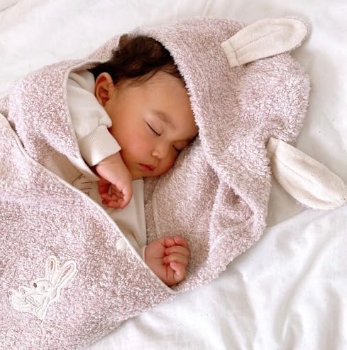 Kontex CHOUETTE Hooded Bath Towel for Babies, Toddlers, and Children, Made in Japan with Imabari Towels (Pink)