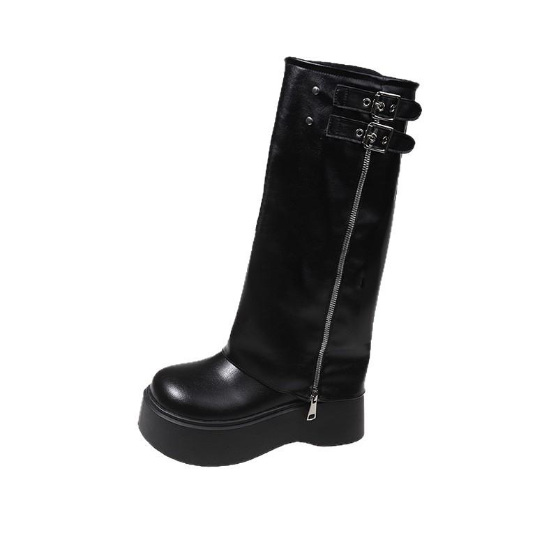 New Single-shoe Slimming Boots Versatile Shoes Thick-soled Women's Shoes Height-increasing Long Boots