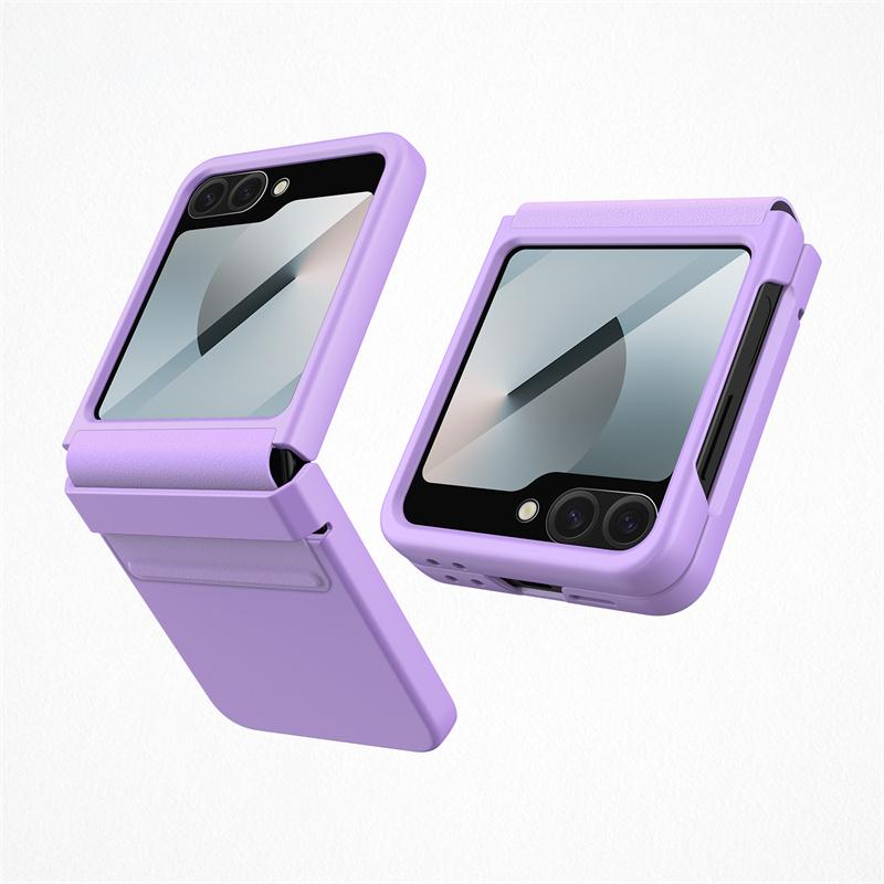 Matte Wrist Strap Hinge Full Protection Hard Case for Samsung Galaxy Z Flip 7 FE / 6 Folding Wristband Cover With Tempered Glass