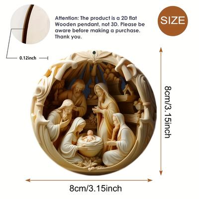 6-Pack, Random Styles, Christmas Scene Pendants, Acrylic Flat Visual Birth and Blessing Plaques, Decorative Ornaments, Christmas Tree Deco