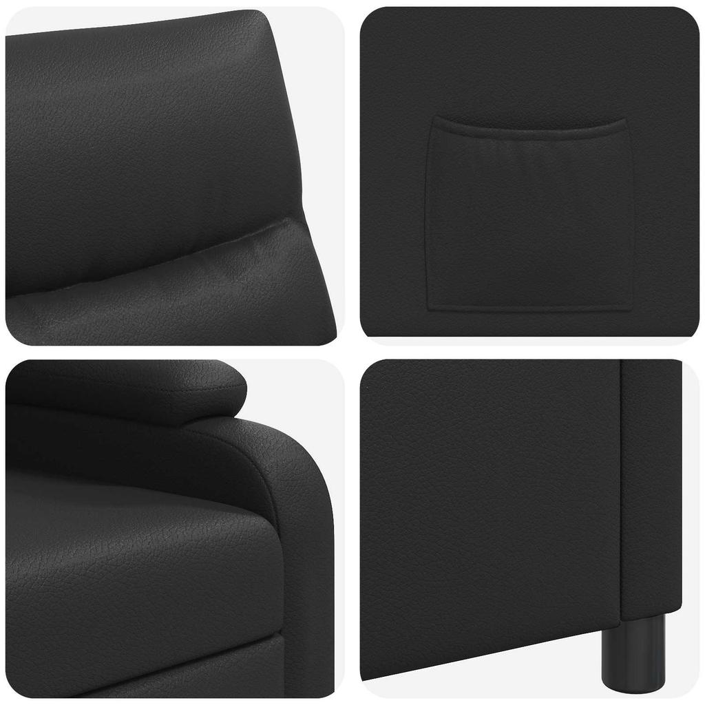 Recliner Chair Black Faux Leather
