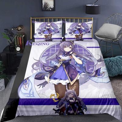 Genshin Impact Bettwäsche-Set Cartoon Bettbezug Einzel- Doppelgröße Kinder Jungen Luxus 3D Bettwäsche Dekor Zuhause