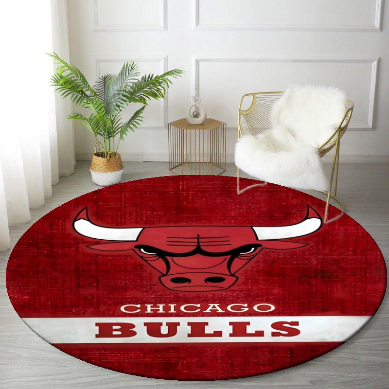 Customizable Chicago Bulls Round Non-Slip Carpet - Ideal for Garden, Picnic, Office, Perfect for Decoration, Suitable For All Seasons