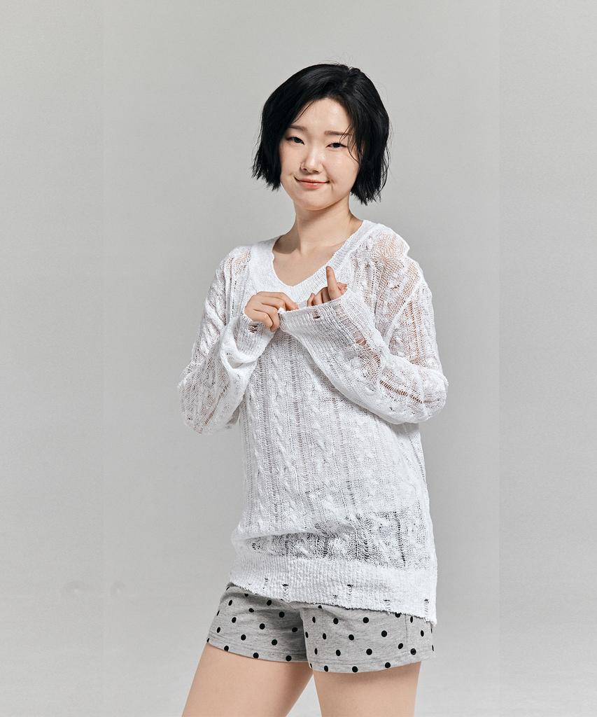 AWESOME STUDIO Distressed See-Through Long Sleeve Knit White