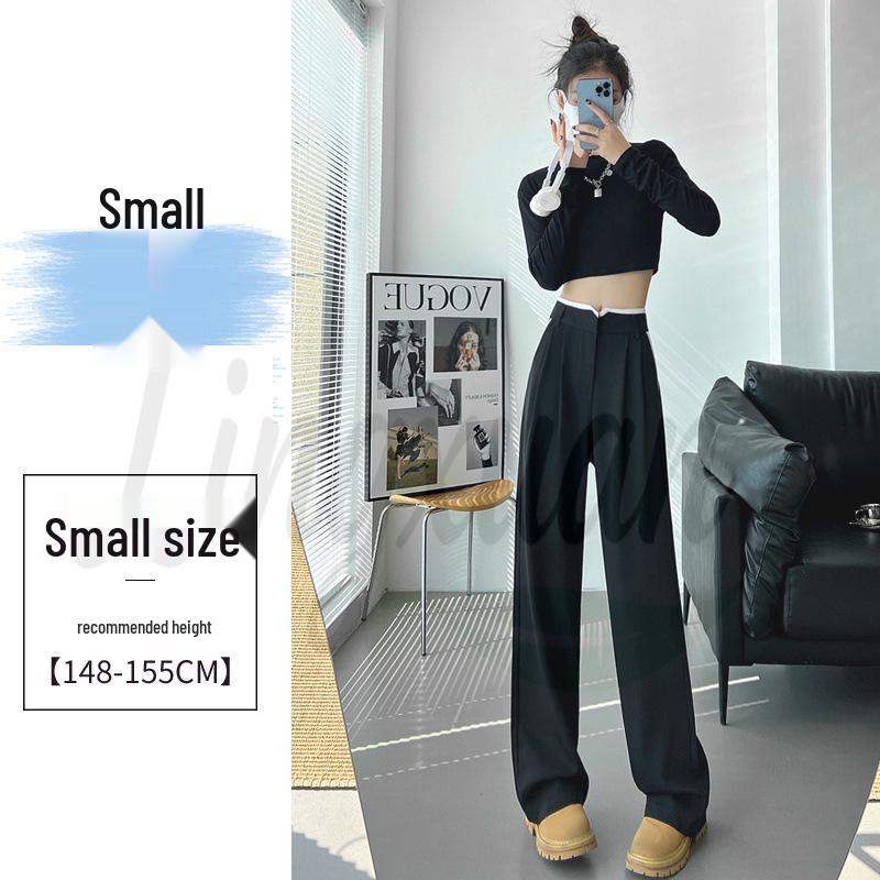 

2026 Spring Women s Patchwork Wide-Leg Long Pants - Color Block, Loose, Casual, Petite Fit Small