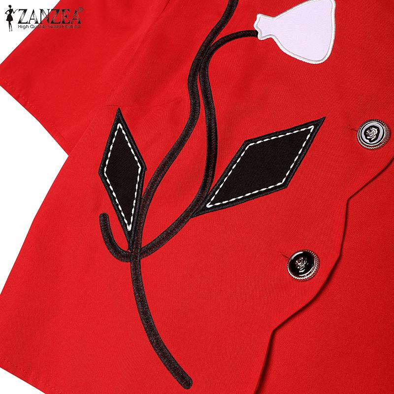 ZANZEA Damen Kurzarmbluse und Shorts Sommer Zweiteiliges Anzug-Set