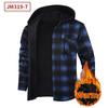 Winter Fleece-Lined Hooded Checked Casual Plus-Size Autumn/Winter Men’s Long-Sleeved Shirt, Fleece-Lined Shirt for Men
