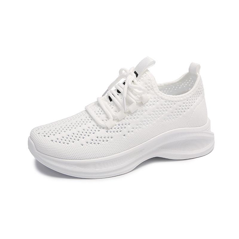 Women's Sneakers Lightweight Breathable Running Shoes Soft Soles Non-slip Student Training Shoes Fashion Thick Soled White Shoes