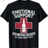 Emotional Support Drinking Buddy Adult Humor Funny T Shirt Vintage Casual Fashion Homme Comfortable Soft Slightly
