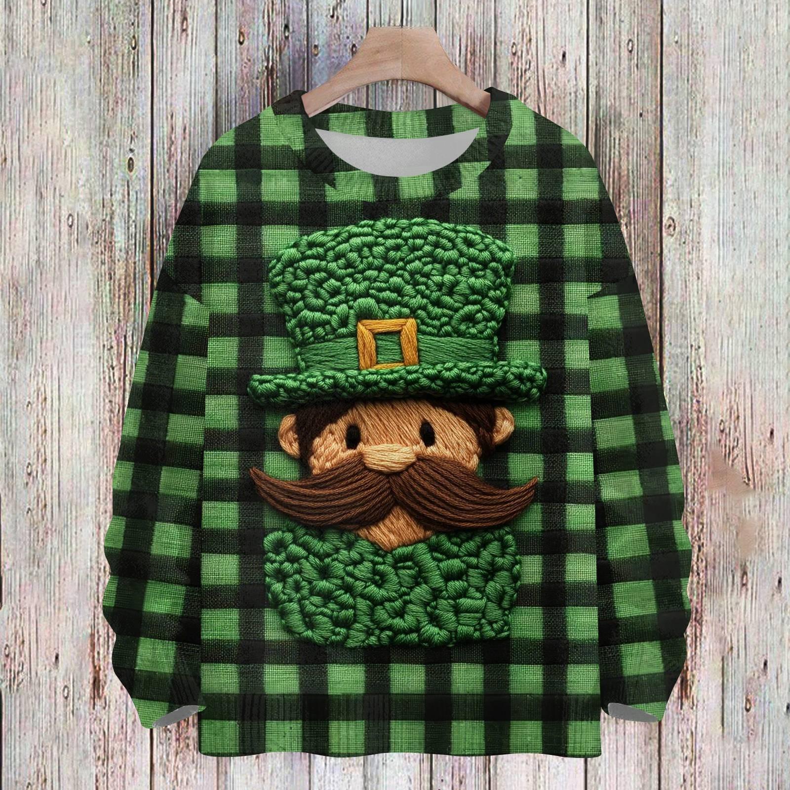 

улица. Свитшоты ко Дню Святого Патрика для детей, вязаные свитера для мальчиков и девочек, симпатичные рубашки, осенние свитера с круглым вырезом, топы 150