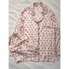 Vido Artificial Silk Silks and Satins Pajamas Women's Pink Small Heart Long Sleeves Pants Comfortable Homewear Spring/Autumn/Summer Secret