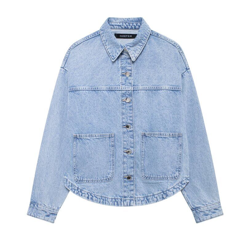 Fashion Style 2024 Autumn New Women's Clothing Stylish Cotton Long Sleeves Denim Jacket Coat 0108229