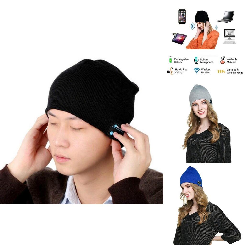 Soft Warm Beanie Hat Bluetooth Smart Cap With Wireless Headphone Set And Speaker Mic