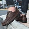 Fashion Spring Genuine Leather Men's Shoes Brand Autumn Plus Size Men's Casual Leather Shoes Outdoor Lace-Up Oxfords Men Flat Moccasins