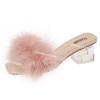 Women's Slippers Fashion Fur Fluffy Slippers Summer Peep Toe High Heeled Sandals for Women Crystal Heel Slipper Zapatos De Mujer