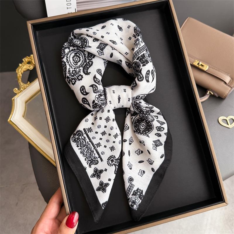 Luxury Cashew Print Female Neck Scarf Cotton Linen Feeling Women Hair Scarves Foulard Head Band Shawls Wraps Neckerchief Bandana
