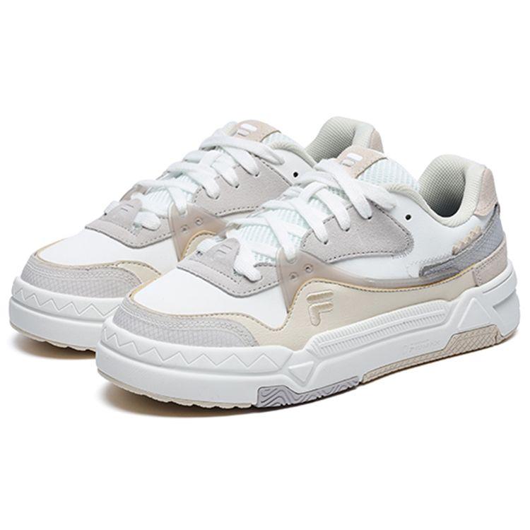Fila Fusion Bank Fabric Round Toe Lace-Up Durable Low-Top Skate Shoes Women sneaker Gray White T12W232202FBA