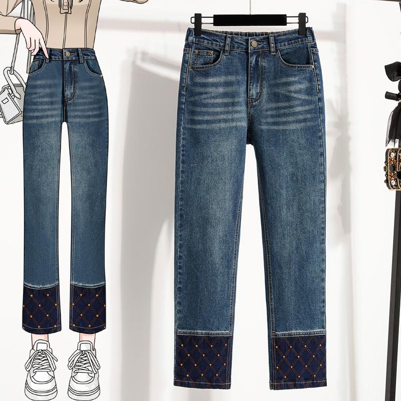 DIMANAF 2025 Plus Size Autumn Women Jeans Elastic  Pants Denim Blue High Waist New Pants 5XL