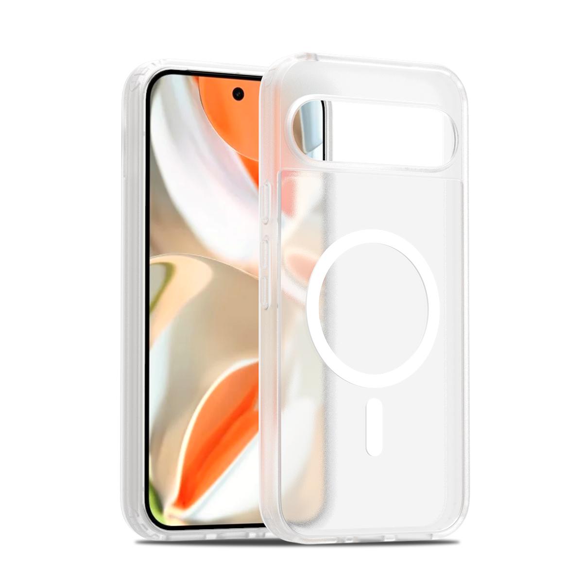 

Для Pixel9a магнитный матовый полупрозрачный противоударный чехол для ПК для Google Pixel 9A 9Pro XL 10 Pro для Magsafe Wireless Charge Cover For Pixel 9 белый