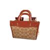 Coach Handbag Rogue 17 Carriage Logo Classic Presbyopic Commuter Fashion Canvas with Leather Tote Bag Tote Bag Shopping Bag Small Size Women's Brown