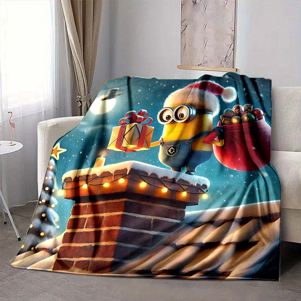 1Pc Minions Christmas Celebration Blanket Soft And Comfortable Casual Warm Camping Travel Christmas Halloween Gift M91754