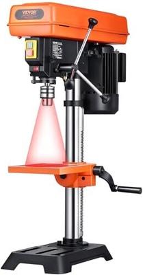 VEVOR 254mm Benchtop Drill Press, 550W Induction Motor, 550-2500 RPM, Tilting Table 0-45° (DP25013B)
