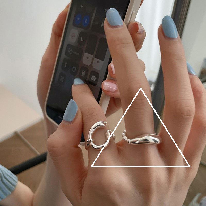 Korean S925 Sterling Silver Retro Design Ring for Women - Non-Fading, High-End Chain Style Finger Jewelry