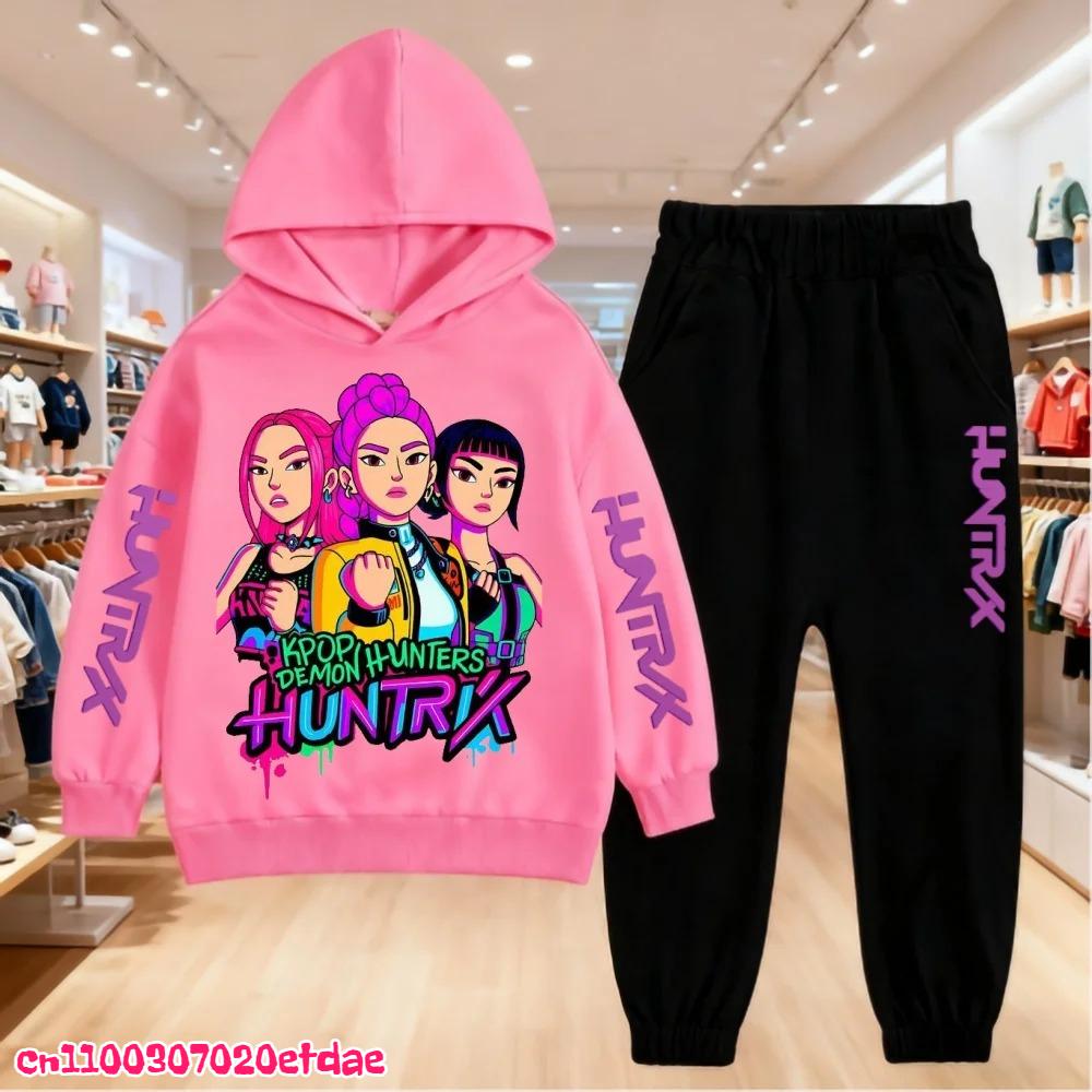 Herbst Winter Kinder Hoodie KPop Dämonenjäger Kleidung Freizeit Oberbekleidung Sweatshirt +Hose Set Jungen Mädchen Geschenk
