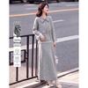 Elegant Bow-Tie Long Sleeve Top and Mid-Length Skirt Set