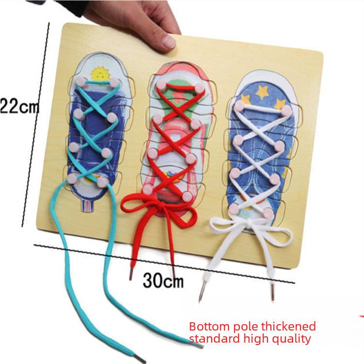 Wooden Shoelace Tying Puzzle Toy For Kids Educational Learning And Fine Motor Skills Development