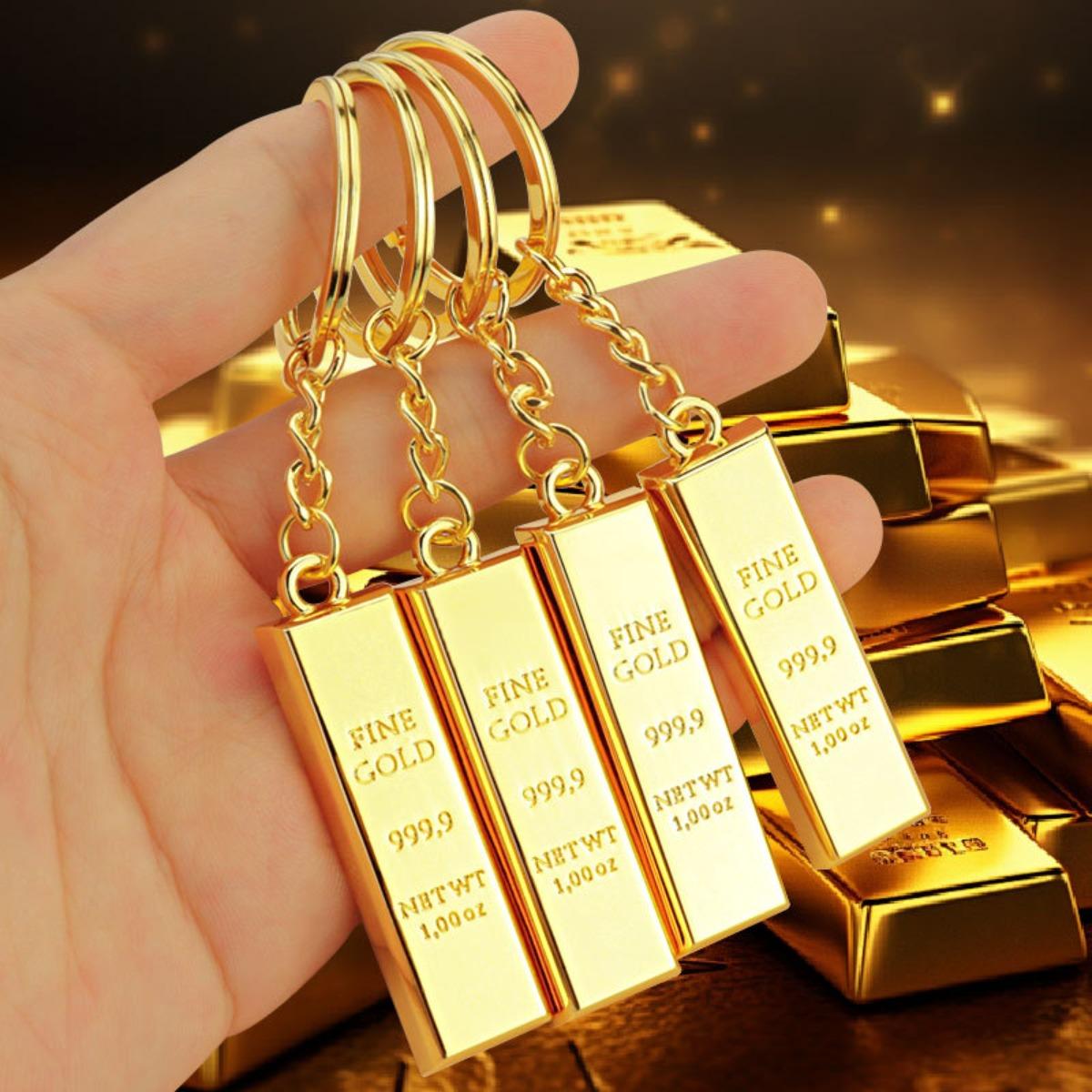 

Gold Bar Keychain, Realistic Metal Ingot Key Ring , Luxury Car Keys Accessory for Men Women