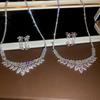 Elegant Zircon Flower Teardrop Tassel Ear Clips for Non-Pierced Ears - Chic European/American Style Earrings with Luxury Appeal