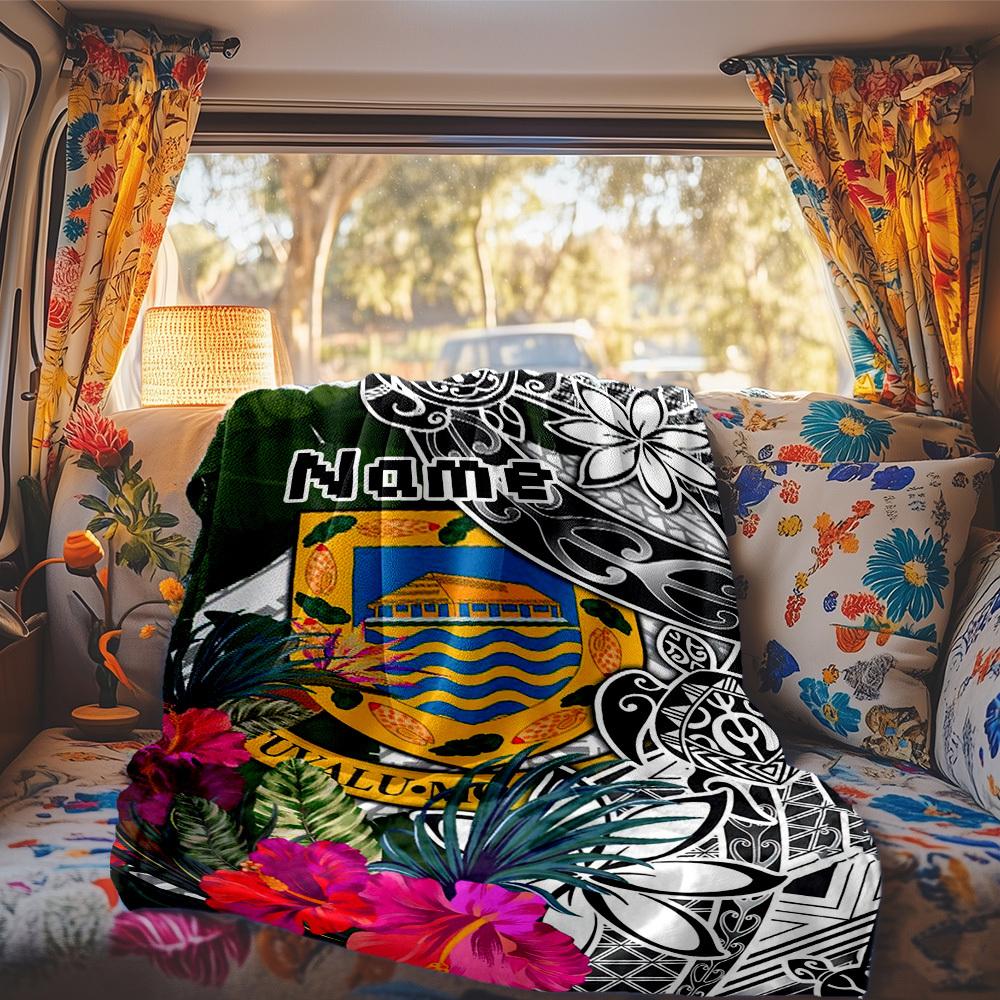 Polynesian Tattoo Design Customize Your Name Rv Blanket Comfortable Soft Lightweight All Season Multi Purpose Blanket For Travel Camping Picnics Sofa