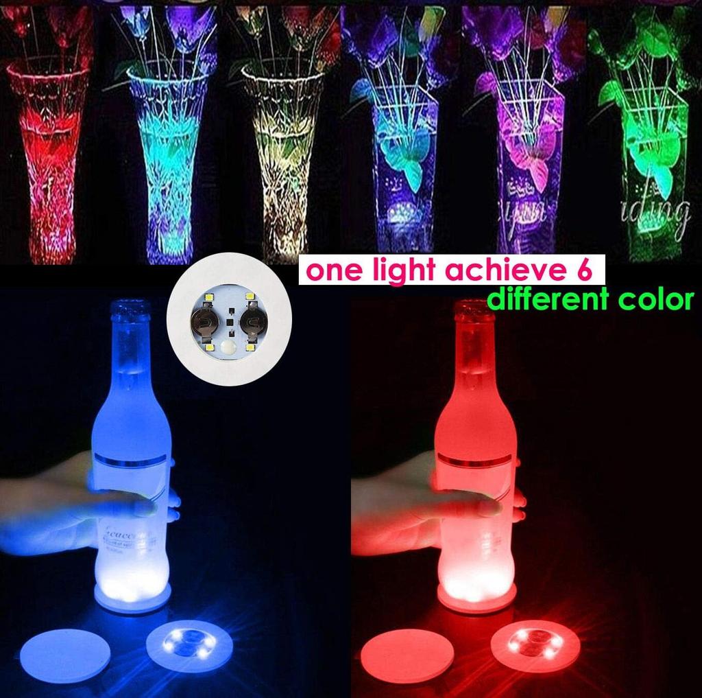 Luminous Coaster Stickers LED Bar Drinks Cup Pad Wine Liquor Bottles Coaster Atmosphere Light Cup Sticker Light-emitting Props
