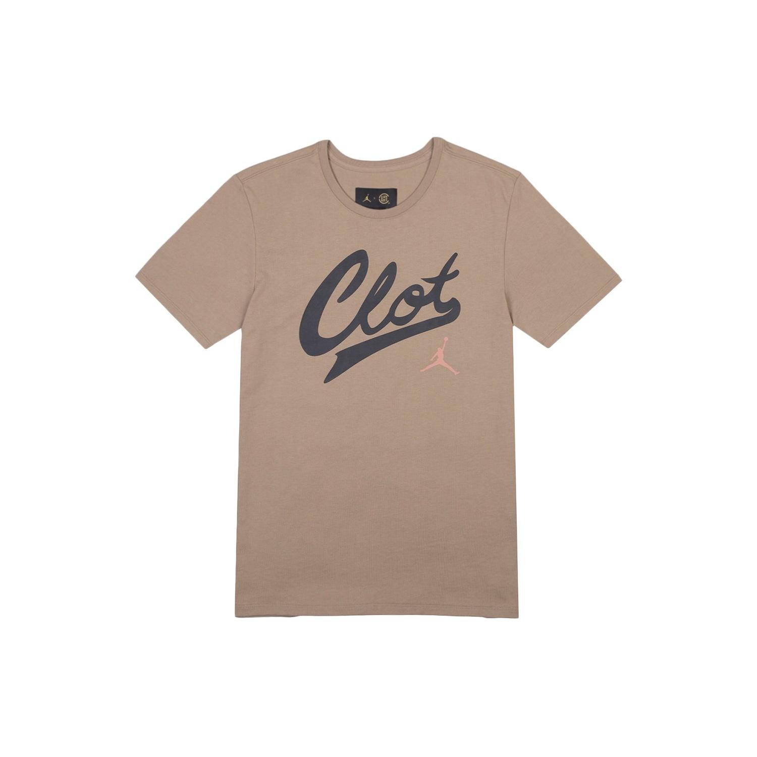 Air Jordan x CLOT Crossover Logo Printing Sports Short Sleeve US Edition Khaki Men s AV6260-202 M