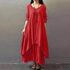 Muslim Women Linen Cotton Shirt Dress Abaya Long Sleeve Kaftan Dress Irregular Design Dress Casual Loose Baggy Maxi Dress Robe Plus Size M-5XL