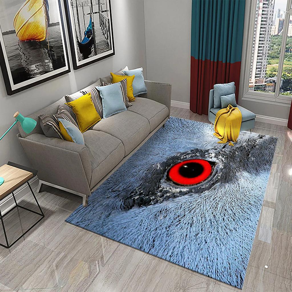 3D Animal Eyes Carpet Wild Animal Eyes Mat for Living Room Bedroom Bathroom Kitchen Floor Mat Door Mat Children Play Rest Carpet