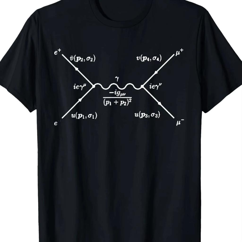 Made of Feynman Diagram Design Electron Positron Annihilation Graph Black Casual Short Sleeve Shirt for Adults Oneck Tshirt