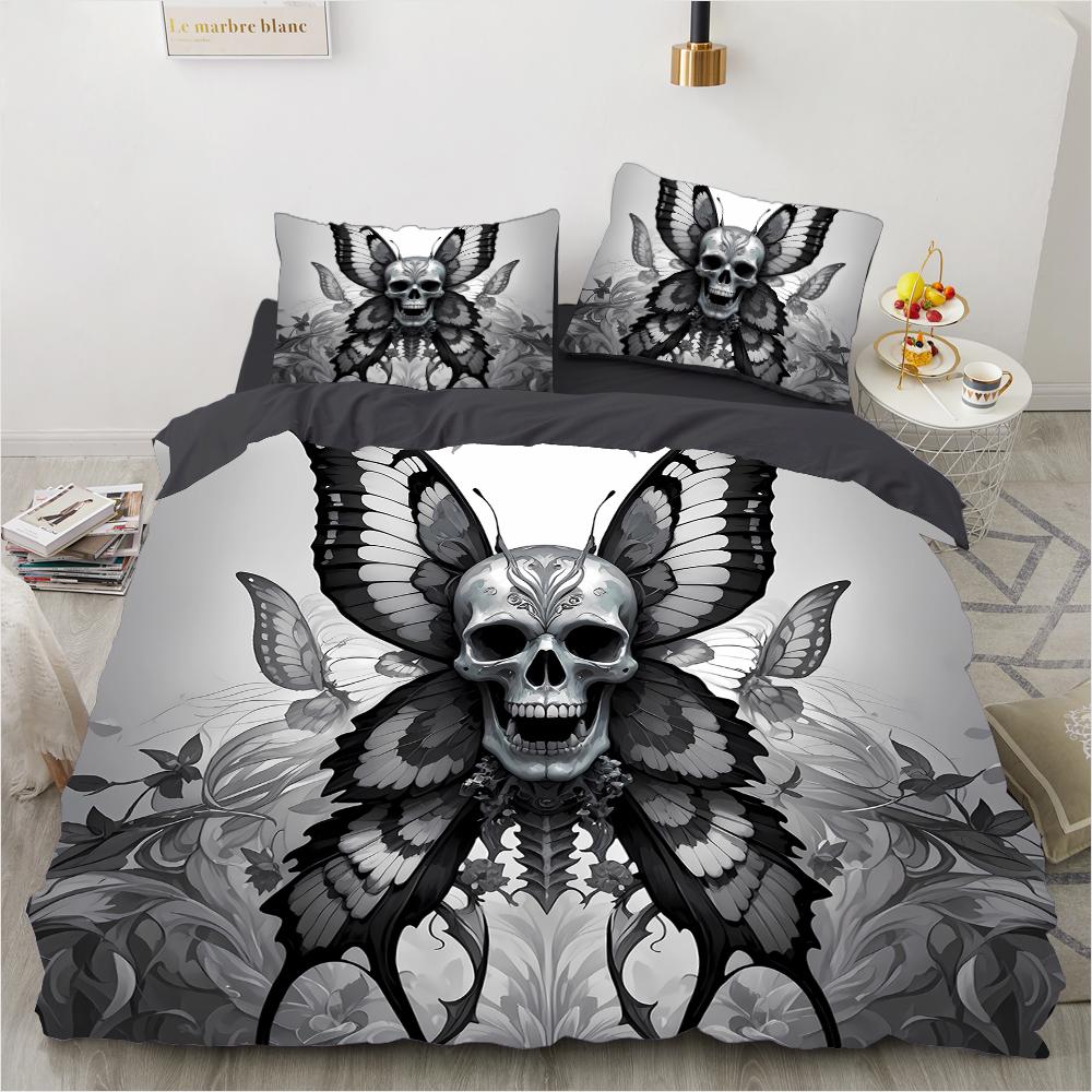 Skull Pattern 3D Print (Three Piece Set) Single Double Queen Quilt Cover Pillowcase Bedding Set